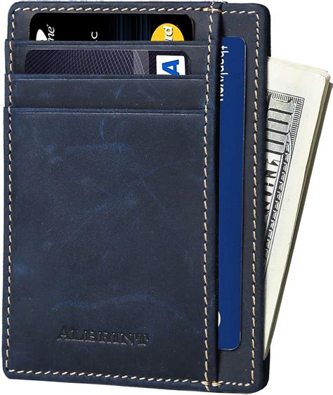 albrint front pocket minimalist wallet rfid leather slim card holder|minimalist leather wallet.